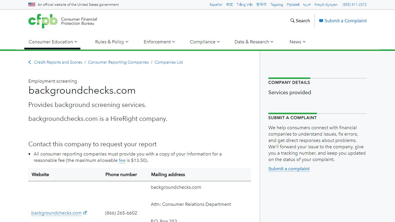 backgroundchecks.com | Consumer Financial Protection Bureau